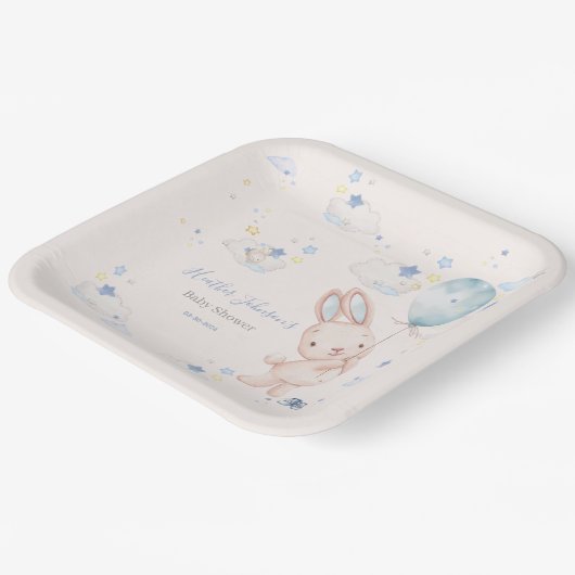 Assiettes En Carton Bunny Baby shower garçon (Angulaire)