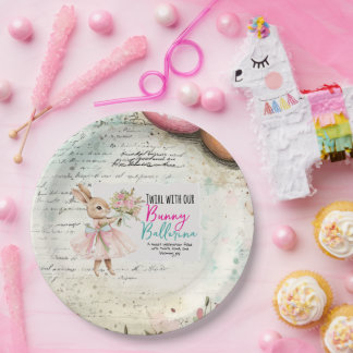 Assiettes En Carton Bunny Ballerina Birthday Paper Plates