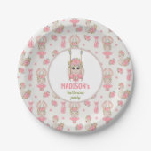 Assiettes En Carton Bunny ballerina rose vert floral fille anniversair (Devant)