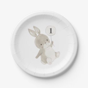 Assiettes En Carton Bunny Balloon 1er anniversaire
