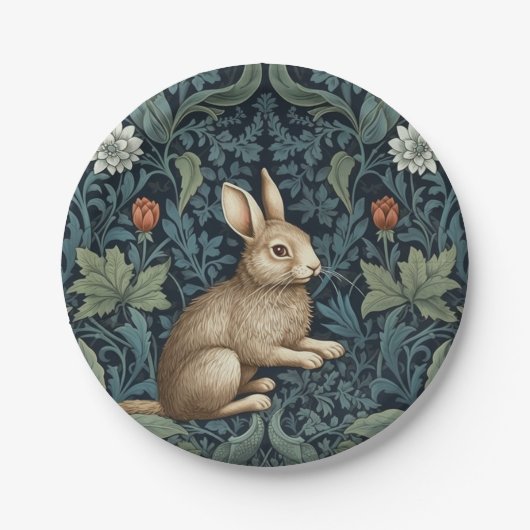 Assiettes En Carton Bunny dans la forêt Art nouveau (Devant)