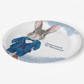 Assiettes En Carton Bunny Dapper dans un costume bleu et Bowtie Birthd (Angle)