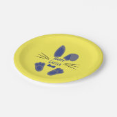 Assiettes En Carton Bunny de Pâques bleu et jaune (Angle)