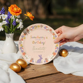 Assiettes En Carton Bunny de Pâques floral Somebunny a un anniversaire
