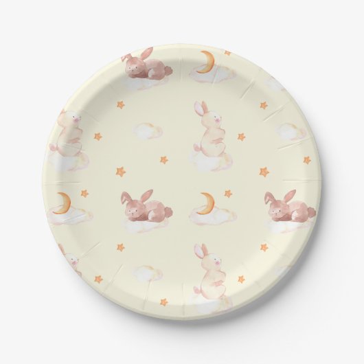 Assiettes En Carton Bunny Dreams Baby shower neutre (Devant)