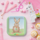 Assiettes En Carton Bunny Eating Carrot Adorable Rabbit (Fête)