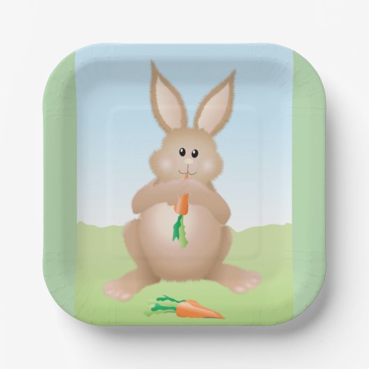 Assiettes En Carton Bunny Eating Carrot Adorable Rabbit (Recto)