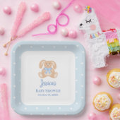 Assiettes En Carton Bunny Rabbit Classic Pois Baby shower garçon (Fête)