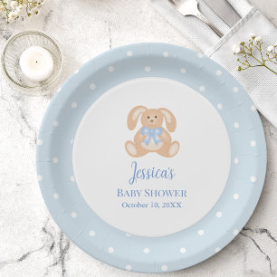 Assiettes En Carton Bunny Rabbit Classic Pois Baby shower garçon