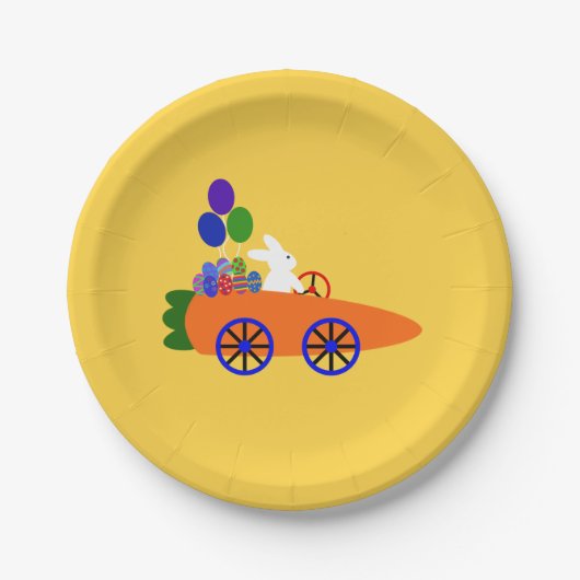 Assiettes En Carton Bunny Riding Carotte Voiture #3 Plaques en papier (Devant)