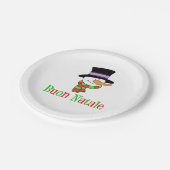 Assiettes En Carton Buon Natale Italien Joyeux Noël Snowman (Angle)