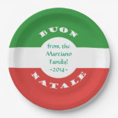 Assiettes En Carton Buon Natale Noël fête Italie Drapeau et nom (Devant)