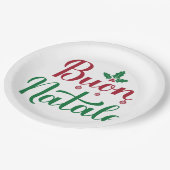 Assiettes En Carton Buon Natale Noël rouge et vert (Angle)
