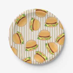 Assiettes En Carton Burger mignon Imprimer Plaque en papier pour la fê
