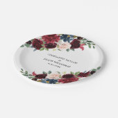 Assiettes En Carton Burgundy Blush Navy Blue Floral Rustic Mariage (Angle)