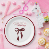 Assiettes En Carton Burgundy Bow Birthday (Fête)