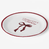 Assiettes En Carton Burgundy Bow Birthday (Angle)