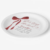 Assiettes En Carton Burgundy Bow Elle Se Marie Shower Nuptial (Angle)