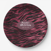 Assiettes En Carton Burgundy Glam Foil Parties scintillant Tiger Strip (Devant)
