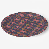 Assiettes En Carton Burgundy Masquerade Masks Pattern (Angle)