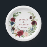 Assiettes En Carton Burgundy Navy Blue Blush Floral Rustic Mariage<br><div class="desc">Plaque en papier Mariage bleu bleu bleu bleu bleu bleu bleu floral rustique de la marine bordeaux.</div>