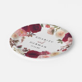 Assiettes En Carton Burgundy Pink Blush Mariage Gâteau (Angle)