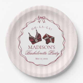Assiettes En Carton Burgundy Red Lingerie Bachelorette Party Lace