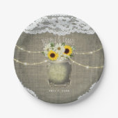 Assiettes En Carton Burlap Dentelle Tournesols et marguerites Mason Ja (Devant)