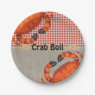 Assiettes En Carton Burlap Et Red En vichy Crab Boil Party