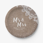 Assiettes En Carton Burlap Lace argent parties scintillant M & Mme mar (Devant)