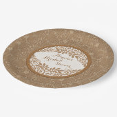 Assiettes En Carton Burlap Lace Wood Rustic Mariage Fête des mariées (Angle)