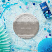 Assiettes En Carton Burlap rustique et Mariage de dentelle élégant (Fête)