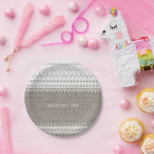 Assiettes En Carton Burlap rustique et Mariage de dentelle élégant (Fête)