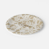Assiettes En Carton Burlap & White Floral Lace Élégant Mariage rustiqu (Angle)