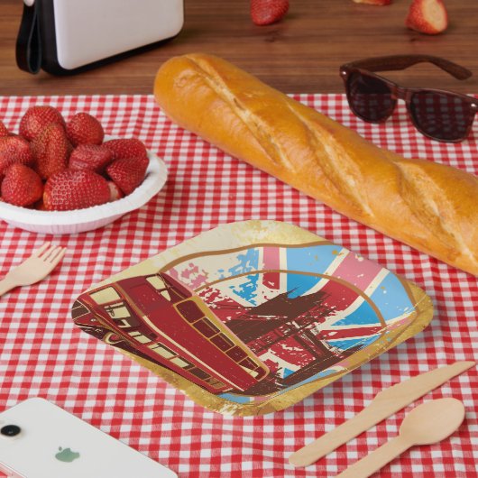 Assiettes En Carton Bus Anglais Double Decker (Pique-nique)