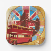 Assiettes En Carton Bus Anglais Double Decker (Recto)