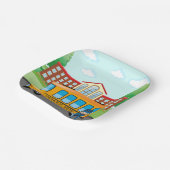 Assiettes En Carton Bus Et Chauffeur Scolaires (Angulaire)