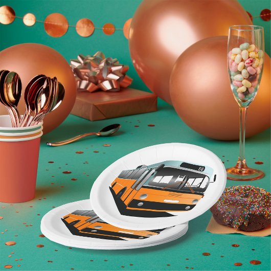 Assiettes En Carton Bus orange