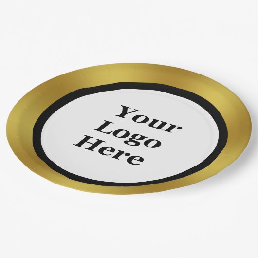 Assiettes En Carton Business Black White et Gold Votre Modèle de logo (Angle)
