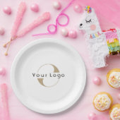 Assiettes En Carton Business Modern Logo Clean Minimal Company White (Fête)