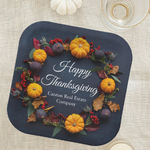Assiettes En Carton Business moderne Thanksgiving Citrouille Wreath Pa