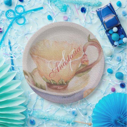 ASSIETTES EN CARTON BUTTERCUP TEACUP MONOGRAM PARTI (Fête)