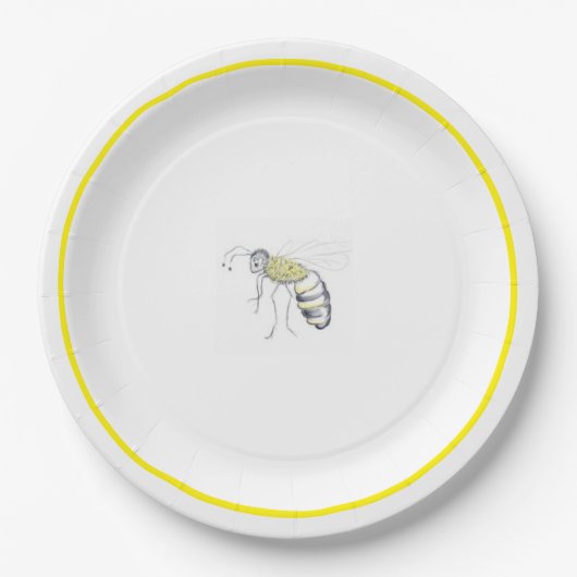Assiettes En Carton Buzz & Bloom Paper Plates - hand drawn bee design (Devant)