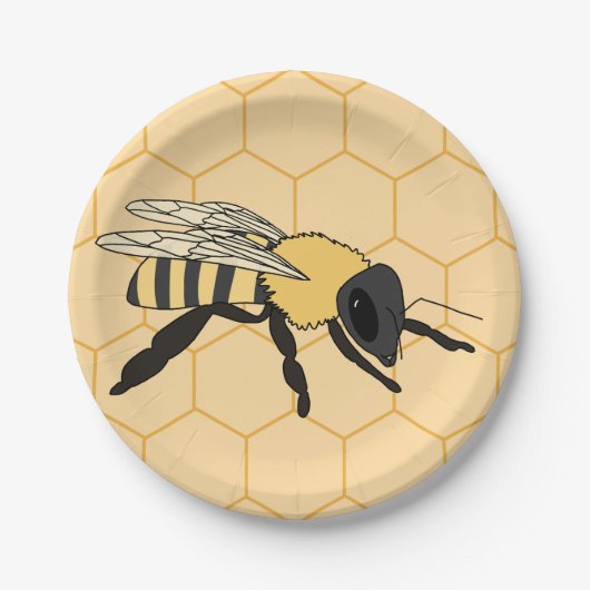 Assiettes En Carton Buzzing Bee Honeycomb Beehive (Devant)