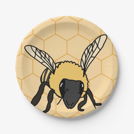 Assiettes En Carton Buzzing Bee Honeycomb Beehive (Devant)