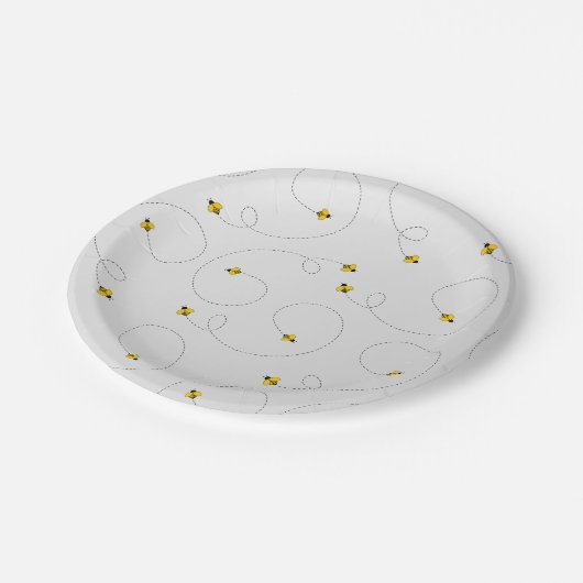 Assiettes En Carton Buzzing Bees Simple Blanc (Angle)