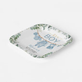 Assiettes En Carton C’est un Boy Blue Boho Vêtements Baby shower vert (Angulaire)