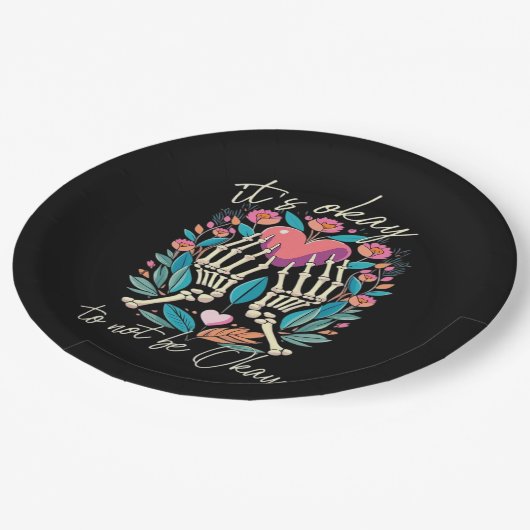 Assiettes En Carton Ça Ne Va Pas - Squelette Mains Avec Coeur (Angle)