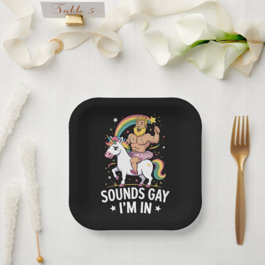 Assiettes En Carton Ça Sonne Gay Je Suis Dedans  (Mariage)