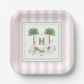 Assiettes En Carton Cabana Stripes Palm Beach Monogram Crest Enclosure (Recto)